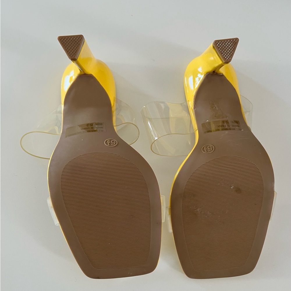 Yellow Transparent Strap Heels - image 2